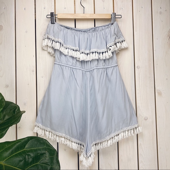 L’ ATISTE by Amy | Blue Strapless Tassel Romper - Picture 7 of 12